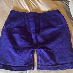 Alphalete Purple Bike Shorts with Vibrant Sheen
